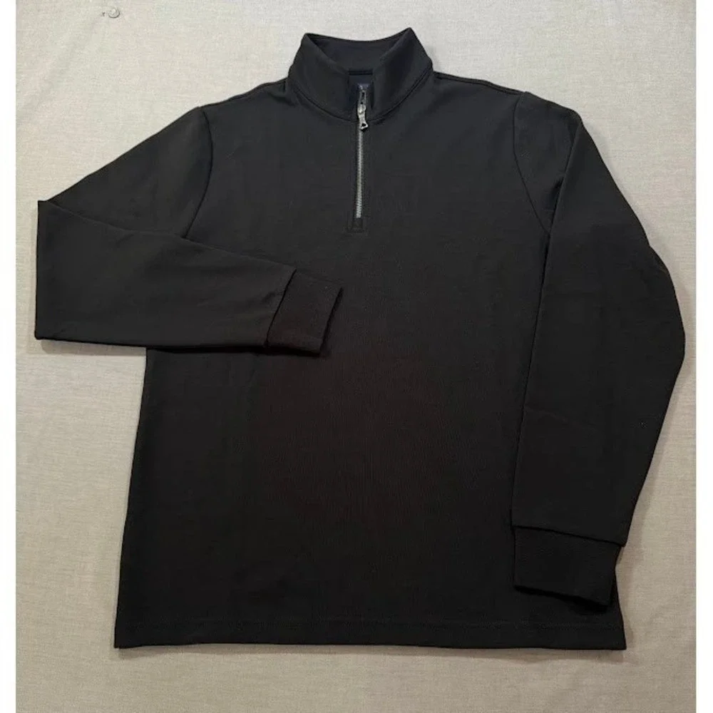 Brooks Brothers Quarter Zip Pullover Sweatshirt Long Sleeve Mens Black S‎ NWOT